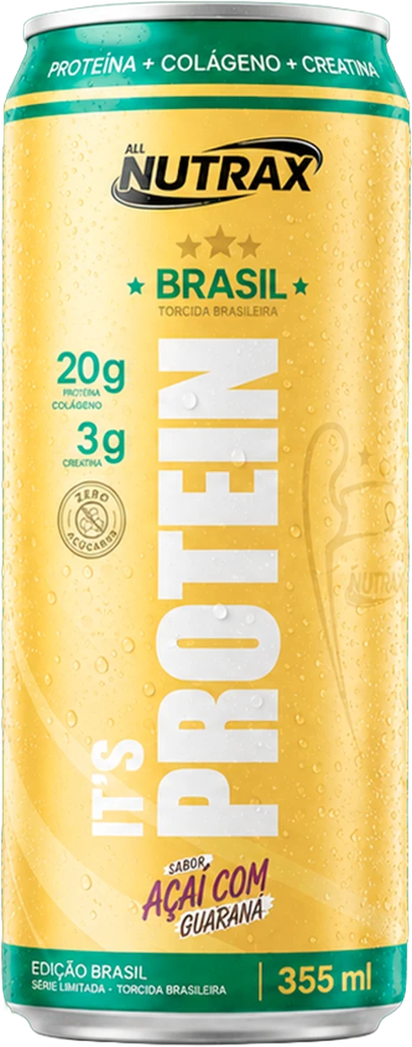 Lata Allnutrax It's Protein Edição Brasil, sabor Açaí com Guaraná, 355ml