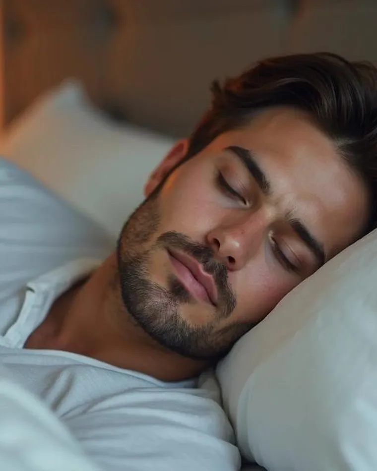 Homem dormindo tranquilo à noite