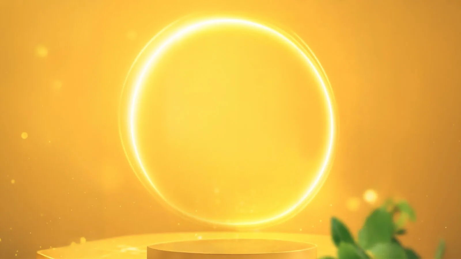 Plataforma dourada com luz circular, fundo do produto Ultra 3 Magnésio