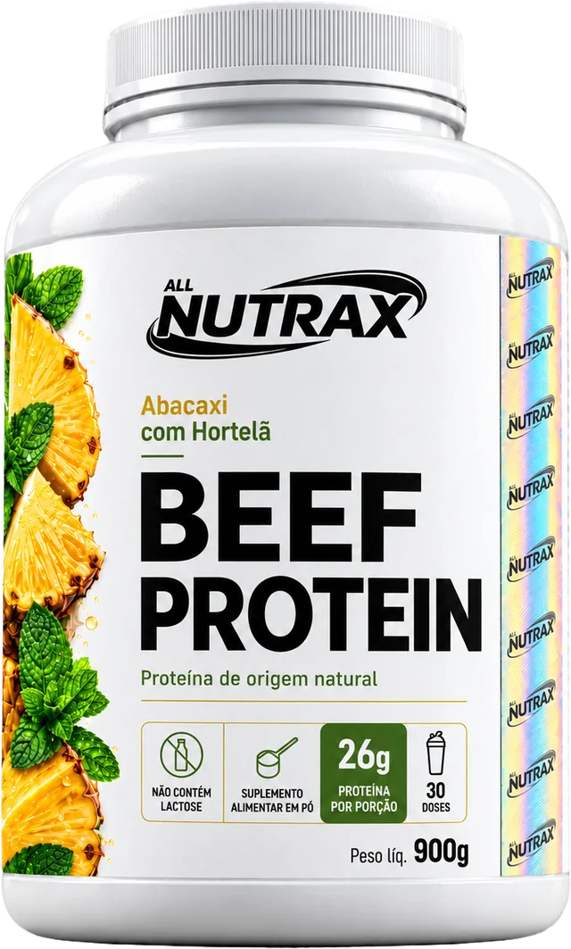 Beef Protein Allnutrax sabor Abacaxi com Hortelã, pote 900 g