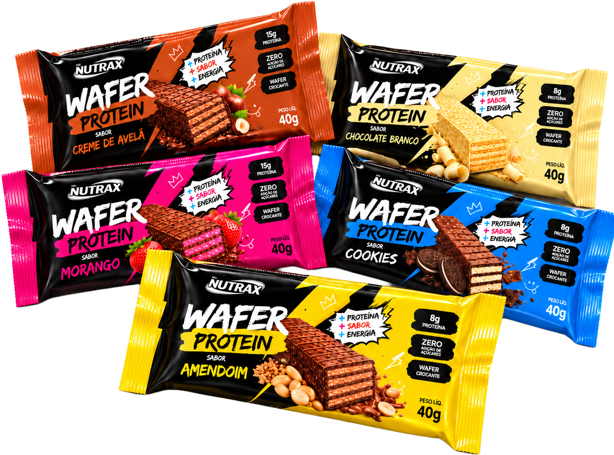 Os cinco sabores do Wafer Protein Nutrax